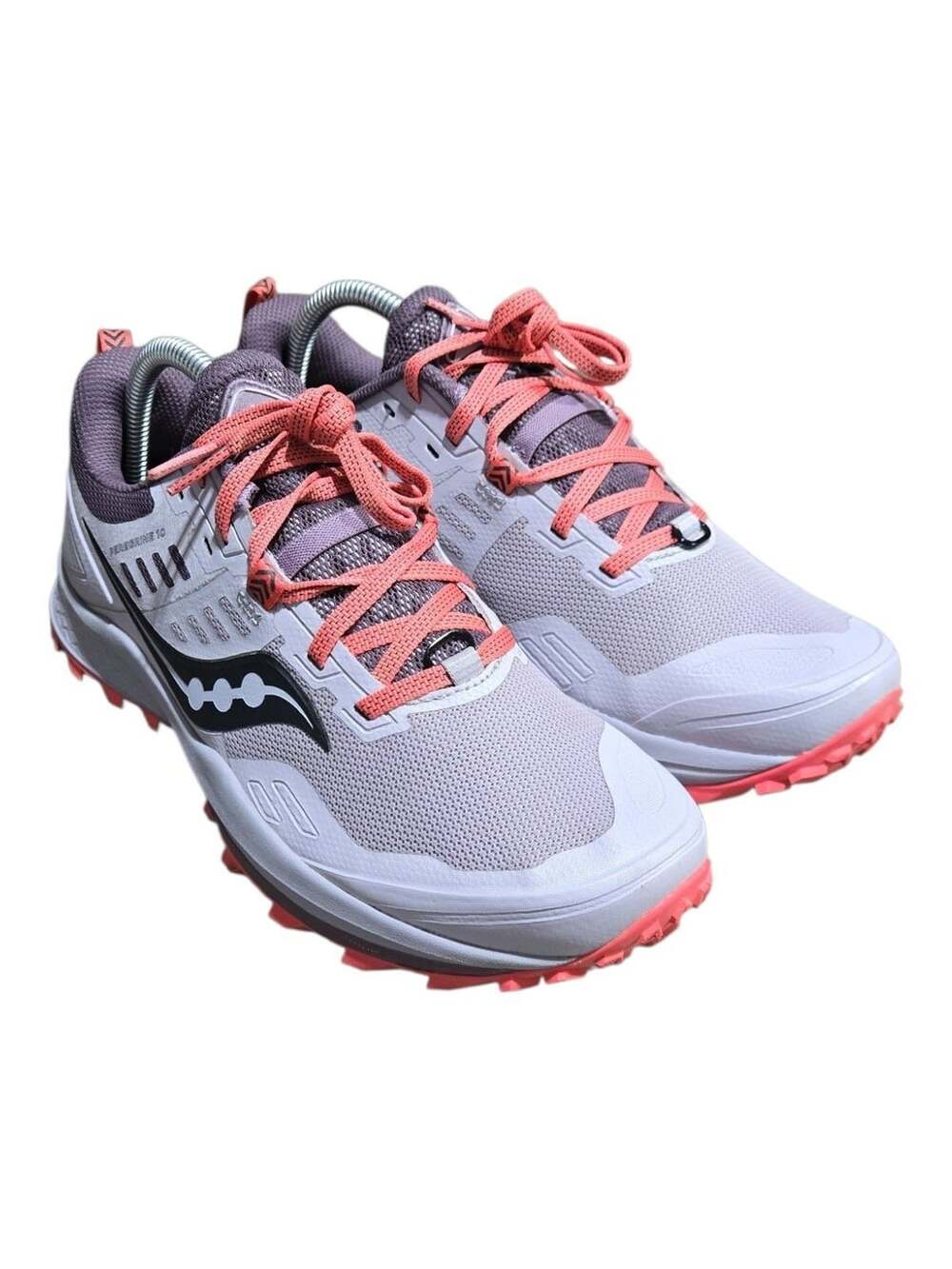 Saucony Peregrine 10 Dusk Grey Coral Trail Running Shoes Wm Size 9.5